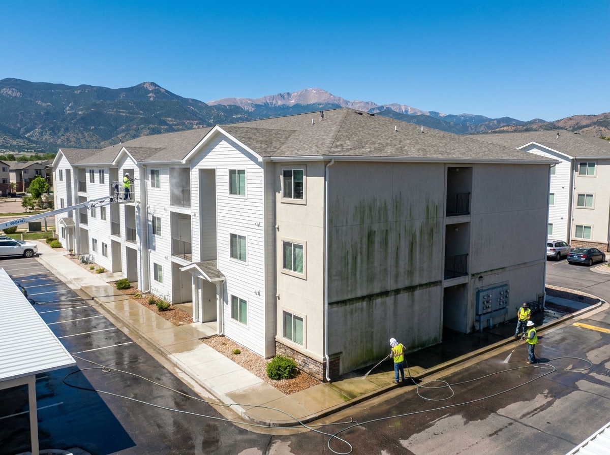 Apartment complex pressure washing